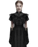 Punk Rave Daily Life Womens Long Gothic Crushed Velvet & Lace Bolero Cape - Black