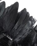 Eva Lady Dark Devore Baroque Gothic Feathered Velvet Shrug Cape