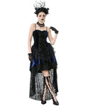 Dark In Love Womens Gothic Lolita Velvet & Lace Fishtail Prom Dress - Blue & Black