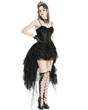 Dark In Love Gothic Burlesque Lace Train Bustle Mini Dress