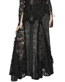 Punk Rave Plus Size Womens Gothic Embossed Damask & Lace Maxi Skirt