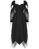 Punk Rave Daily Life Gothic Lace Contrast Maxi Dress Black Steampunk