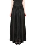 Dark In Love Long Gothic High-Waisted Lace Embellished Maxi Skirt