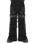 Devil Fashion Mens Dark Apocalyptic Punk Frayed Bullet Wide-Leg Pants