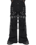 Devil Fashion Mens Dark Apocalyptic Punk Frayed Bullet Wide-Leg Pants