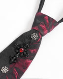 Devil Fashion Mens Gothic Crucifix Jacquard Neck Tie - Black & Red