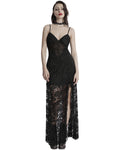Punk Rave Daily Life Long Gothic Rose Lace Side Split Maxi Dress