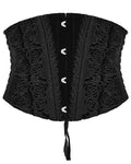 Punk Rave Womens Baroque Gothic Rose Embroidered Velvet Cincher Corset - Black