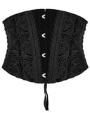 Punk Rave Womens Baroque Gothic Rose Embroidered Velvet Cincher Corset - Black