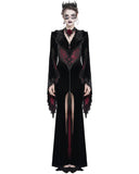 Eva Lady Womens Long Dark Baroque Gothic Velvet Gown Jacket - Black & Red