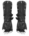 Devil Fashion Mens Dark Punk Spiked Mesh Armwarmer Gloves - Black