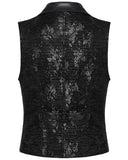 Punk Rave Mens Dark Gothic Skull Jacquard Waistcoat Vest Top - Black