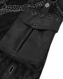 Devil Fashion Mens Apocalyptic Gothic Punk Chain Cargo Pocket Half Skirt Kilt