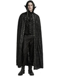 Punk Rave Mens Long Gothic Double-Breasted Cloak With Detachable Lace Ruffle