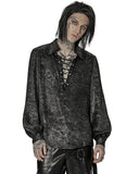 Punk Rave Mens Gothic Studded Lace Up Pirate Shirt - Black & Silver