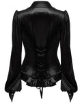 Punk Rave Daily Life Gothic Gradient Velvet Bat Collar Blouse Top - Black