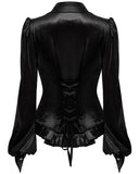 Punk Rave Daily Life Gothic Gradient Velvet Bat Collar Blouse Top - Black