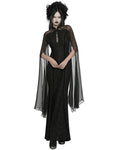 Punk Rave Womens Long Gothic Damask Flared Chiffon Sleeve Maxi Dress