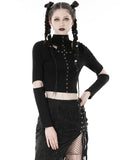 Dark In Love Womens Gothic Punk Cross Shredded Hooded Top