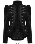 Punk Rave Womens Gothic Velvet Cutaway Military Riding Jacket - Black