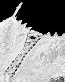 Dark In Love Womens Romantic Gothic Embroidered White Lace Mermaid Dress