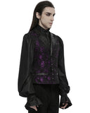 Punk Rave Mens Dark Gothic Skull Jacquard Waistcoat Vest Top Purple & Black