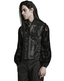 Punk Rave Mens Gothic Regency Damask Tapestry Waistcoat Vest - Black