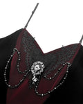 Dark In Love Womens Baroque Gothic Heart Velvet Corset Top - Red & Black