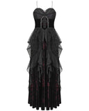 Eva Lady Womens Long Gothic Crucifix Prom Wedding Dress - Black & Red