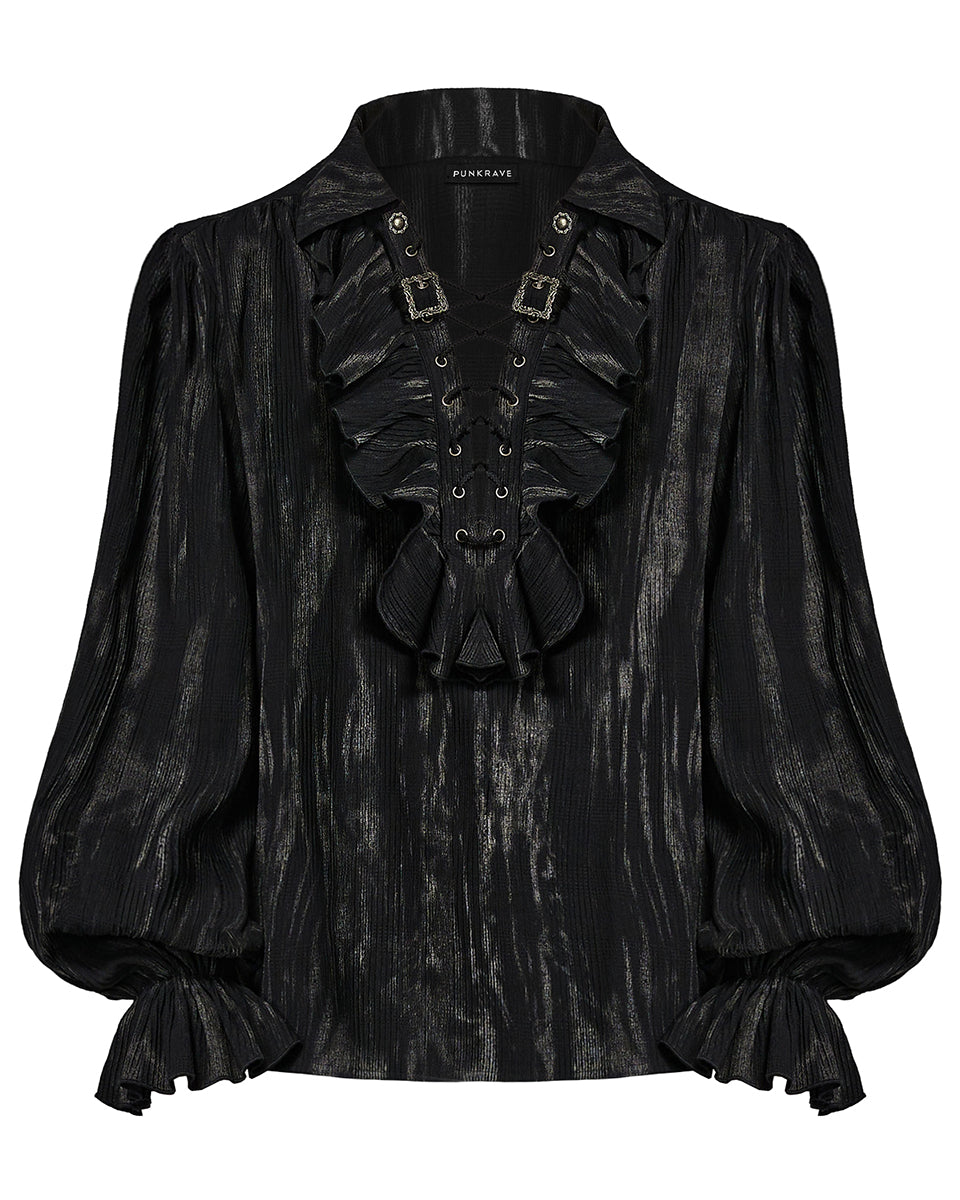 Punk Rave Mens Gothic Steampunk Distressed Lace Up Pirate Shirt - Blac ...