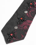 Devil Fashion Mens Gothic Crucifix Jacquard Neck Tie - Black & Red