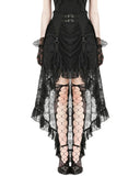 Dark In Love Long Gothic Lace Contrast Hitch-Hem Maxi Bustle Corset Skirt