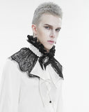 Devil Fashion Mens Decadent Gothic Aristocrat Jacquard & Lace Cravat Tie - White & Black