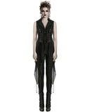 Punk Rave Womens Dark Gothic Punk Asymmetric Long Waistcoat Vest