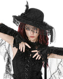 Dark In Love Womens Gothic Lace Feathered Rose Mourning Hat