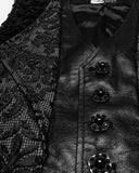 Punk Rave Mens Gothic Aristocrat Houndstooth Damask Waistcoat Vest - Black & White
