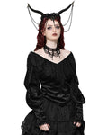 Dark In Love Womens Gothic Victorian Baroque Jacquard Velvet & Lace Blouse Top