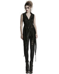 Punk Rave Womens Dark Gothic Punk Asymmetric Long Waistcoat Vest