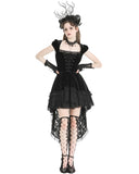 Dark In Love Gothic Velvet & Lace Train Cutaway Party Dress