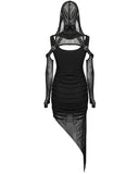 Punk Rave Womens Apocalyptic Wasteland Gothic Asymmetric 2 Piece Hooded Dress