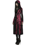 Punk Rave Womens Gothic Tie Dye Hooded Cloak Jacket - Black & Red