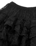 Dark In Love Womens Long Gothic Layered Rose Lace Maxi Skirt