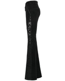 Punk Rave Womens Gothic Velvet & Lace Flared Leggings