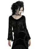 Punk Rave Womens Baroque Gothic Devore Velvet Lace Up Blouse Top