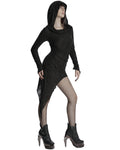 Punk Rave Daily Life Apocalyptic Gothic Asymmetric Broken Knit Hooded Dress