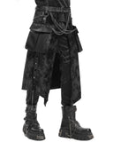 Devil Fashion Mens Apocalyptic Gothic Punk Chain Cargo Pocket Half Skirt Kilt