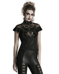 Punk Rave Womens Elegant Gothic Floral Lace Applique Blouse Top