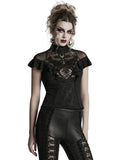 Punk Rave Womens Elegant Gothic Floral Lace Applique Blouse Top