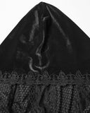 Punk Rave Womens Long Gothic Velvet & Lace Applique Hooded Cloak - Black