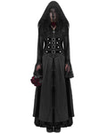 Devil Fashion Womens Long Gothic Fringed Hood Cloak Coat - Black